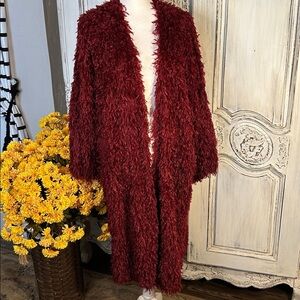 Traffic People Burgundy Shaggy Coat